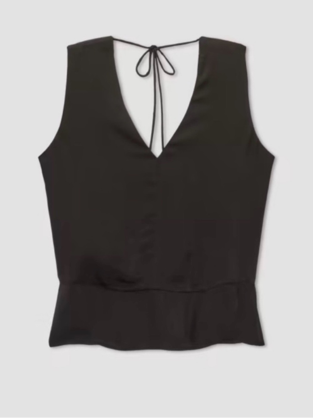 NWOT Everlane Black Satin Sleeveless V-Neck Top size Medium